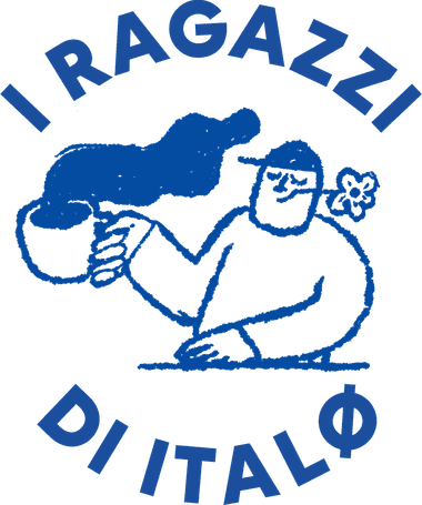 I ragazzi di italø badge: a hand-drawn couple sharing a coffee